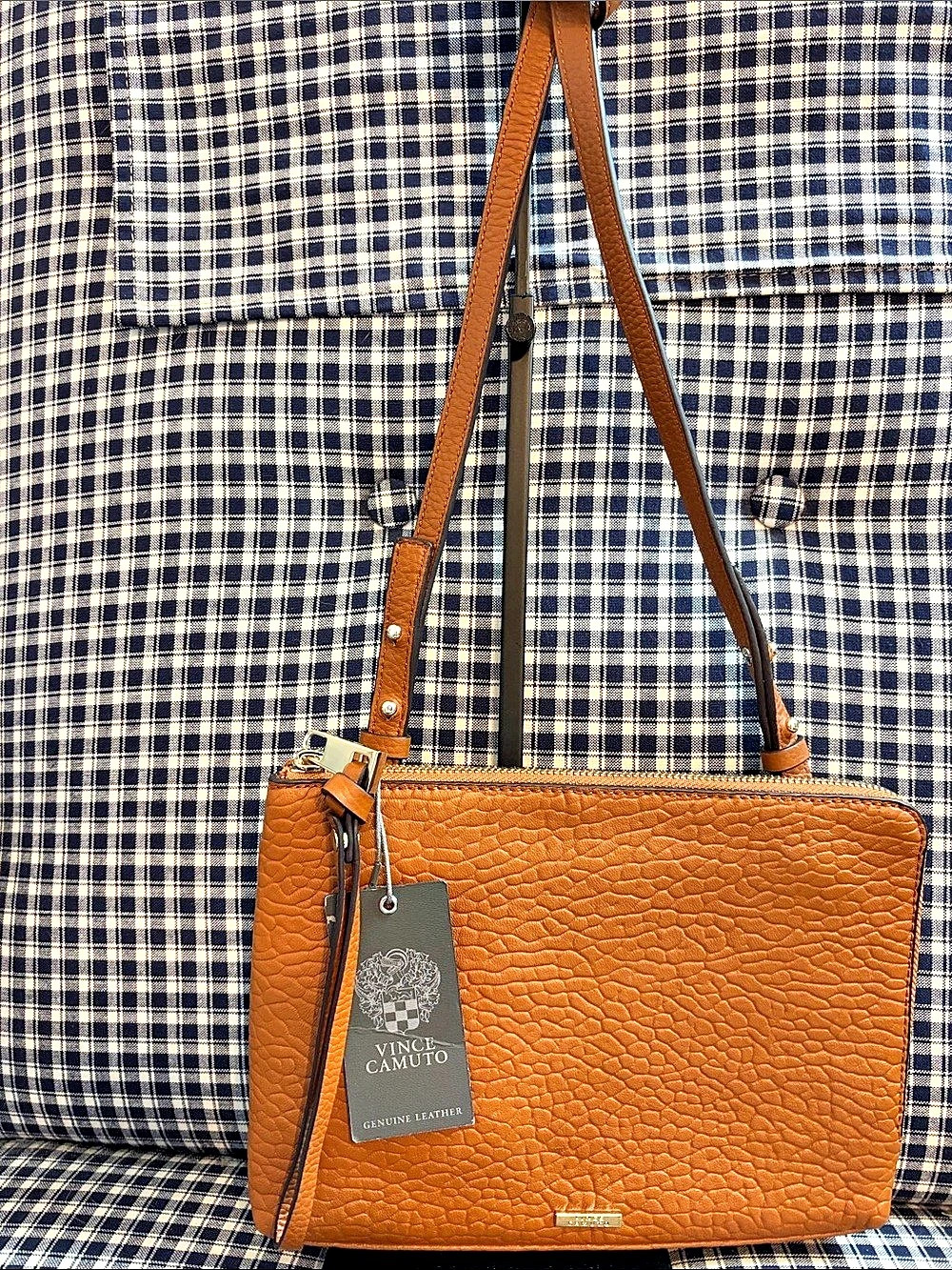 Vince Camuto Tania crossbody  Bag in caramel colored leather NWT